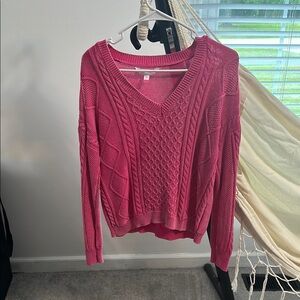 Women's Pink Cable Knit Sweater